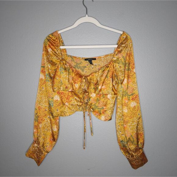 Forever 21 satin long sleeve blouse top - Picture 1 of 7